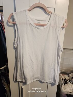 Anthropology Women's White Sleeveless Cotton Tank Top